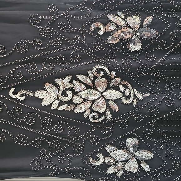 NWOT FLAPPER DRESS WITH acessories Elegant Black and Silver Beaded Dress. - Picture 8 of 8